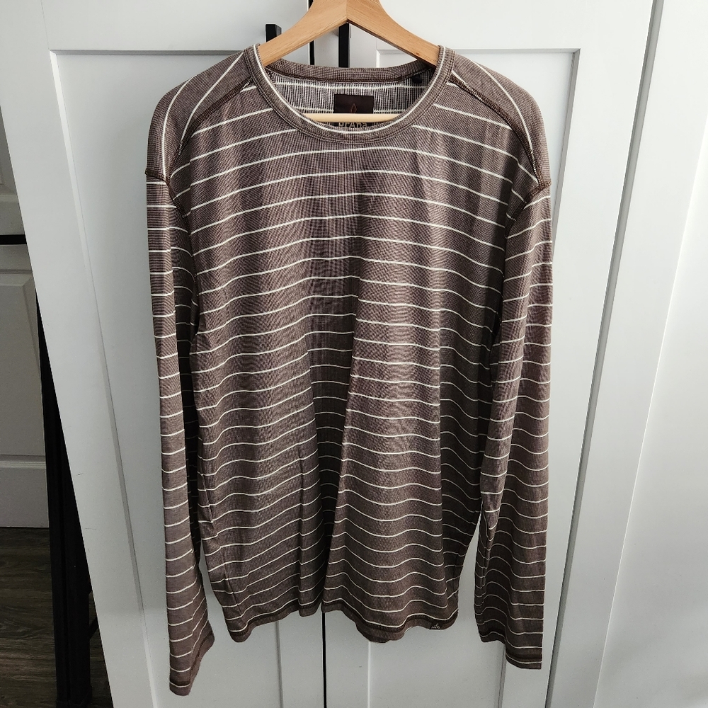 PrAna Breathe Shirt Brown Organic Cotton Blend Crew Neck Long Sleeves Tee XL